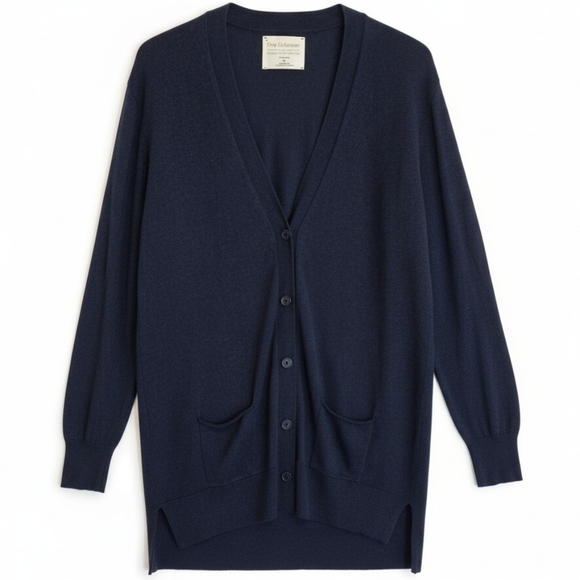 Sweaters - Fine Collection Silk & Cashmere Longline Cardigan | Navy